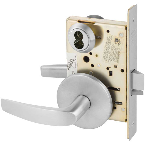 Sargent 70-8204 LB 26D Storeroom or Closet Mortise Lock L Rose B Lever SFIC Prep Less Core Satin Chrome 70-8204 LB 26D