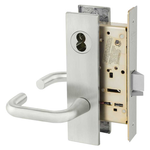 Sargent 70-8204 LE1J 32D Storeroom or Closet Mortise Lock LE1 Escutcheon J Lever SFIC Prep Less Core Satin Stainless Steel 70-8204 LE1J 32D