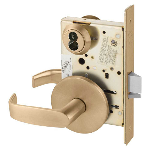 Sargent 70-8204 LL 10 Storeroom or Closet Mortise Lock L Rose L Lever SFIC Prep Less Core Satin Bronze 70-8204 LL 10