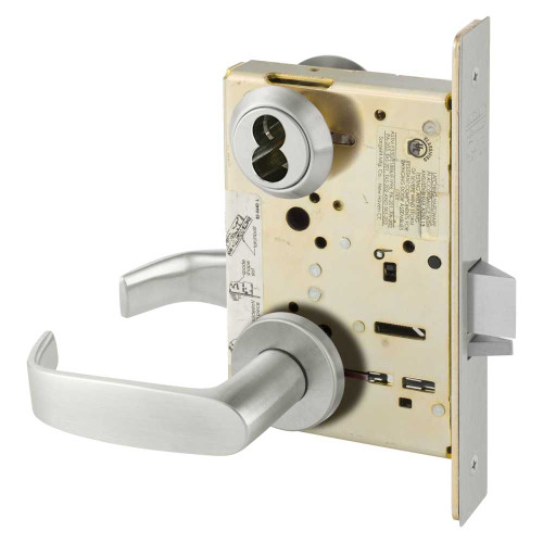 Sargent 70-8204 LNL 32D Storeroom or Closet Mortise Lock LN Rose L Lever SFIC Prep Less Core Satin Stainless Steel 70-8204 LNL 32D