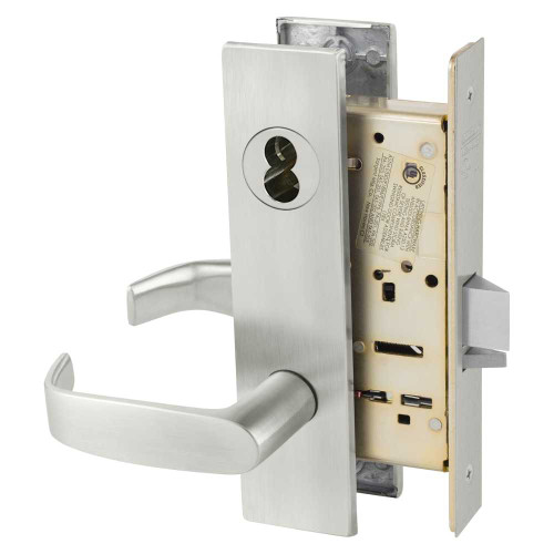 Sargent 70-8204 LW1L 32D Storeroom or Closet Mortise Lock LW1 Escutcheon L Lever SFIC Prep Less Core Satin Stainless Steel 70-8204 LW1L 32D