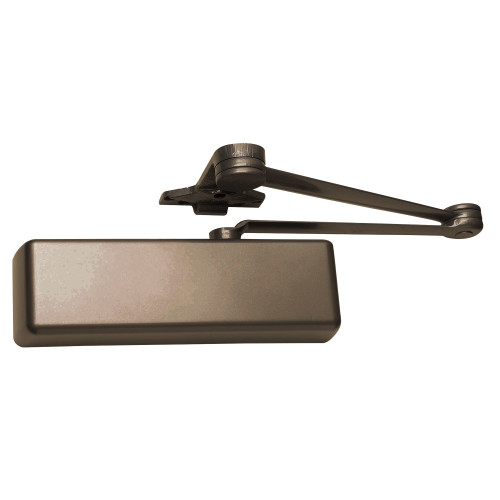 LCN 4111-SCUSH LH 695 DEL Grade 1 Surface Door Closer Spring Cush-N-Stop Arm Push Side Parallel Arm Mounting 110 Deg Swing Size 1 to 5 Full Plastic Cover Delayed Action Dark Bronze Finish Left-Handed