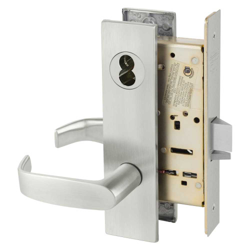 Sargent 70-8237 LE1L 32D Classroom Mortise Lock LE1 Escutcheon L Lever SFIC Prep Less Core Satin Stainless Steel 70-8237 LE1L 32D