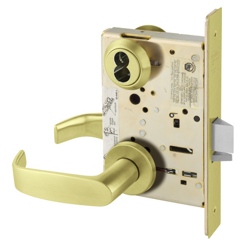 Sargent 70-8237 LNL 4 Classroom Mortise Lock LN Rose L Lever SFIC Prep Less Core Satin Brass