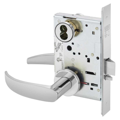 Sargent 70-8237 LNP 26 Classroom Mortise Lock LN Rose P Lever SFIC Prep Less Core Bright Chrome 70-8237 LNP 26