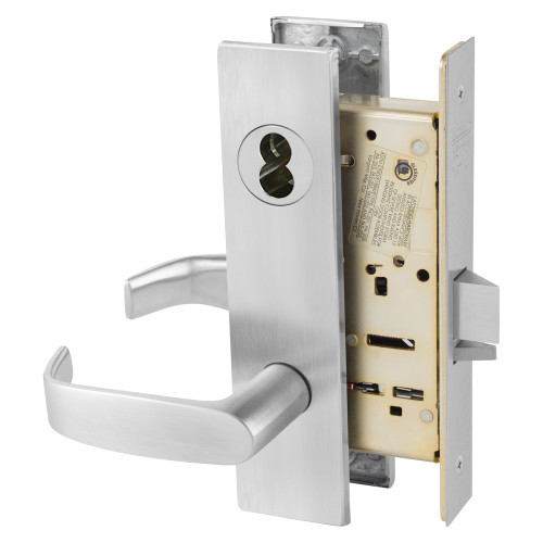 Sargent 70-8237 LW1L 26D Classroom Mortise Lock LW1 Escutcheon L Lever SFIC Prep Less Core Satin Chrome