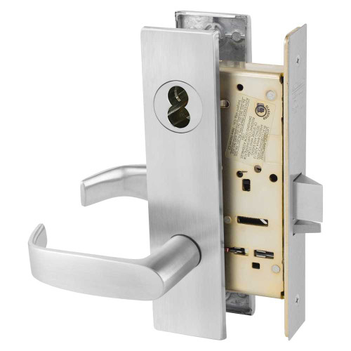 Sargent 70-8238 LW1L 26D Classroom Security Intruder Mortise Lock LW1 Escutcheon L Lever SFIC Prep Less Core Satin Chrome 70-8238 LW1L 26D