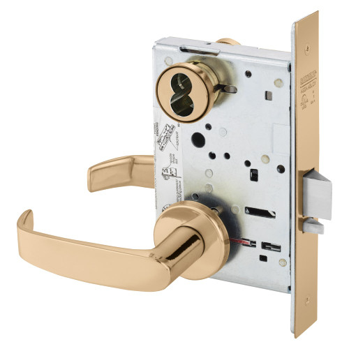 Sargent 70-8257 LNL 9 Institutional Privacy Mortise Lock LN Rose L Lever SFIC Prep Less Core Bright Bronze Clear Coated