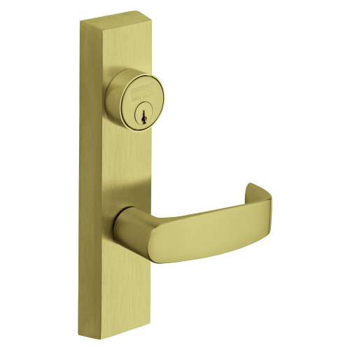 Sargent 706 ETL RHRB 4 Grade 1 Exit Device Trim Storeroom Function Key Unlocks Trim Trim Retracts Latch/Trim Relocks when Key is Removed For Surface Vertical Rod and Mortise 8700 8900 Series Devices 1-1/8 In Mortise Cylinder L Lever RHR Satin Brass