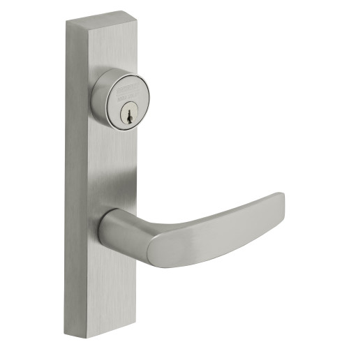 Sargent 706-8 ETB LHRB 26D Grade 1 Exit Device Trim Storeroom Function Key Unlocks Trim Trim Retracts Latch/Trim Relocks when Key is Removed For Rim 8800 and NB8700 Series Devices 1-1/8 In Mortise Cylinder B Lever LHR Satin Chrome