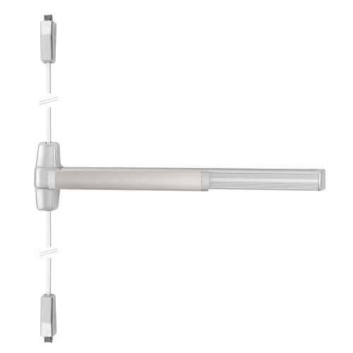 Von Duprin EL9927EO-F 4 26D Grade 1 Surface Vertical Rod Exit Bar Wide Stile Pushpad 48 Fire-rated Device 84 Door Height Exit Only Less trim Electric Latch Retraction Less Dogging Satin Chrome Finish Field Reversible