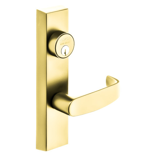 Sargent 713-4 ETL RHRB 3 Grade 1 Exit Device Trim Classroom Function Key Outside Unlocks/Locks Trim For Concealed Vertical Rod 8400 8600 Series Devices 1-1/8 In Mortise Cylinder L Lever RHR Bright Brass