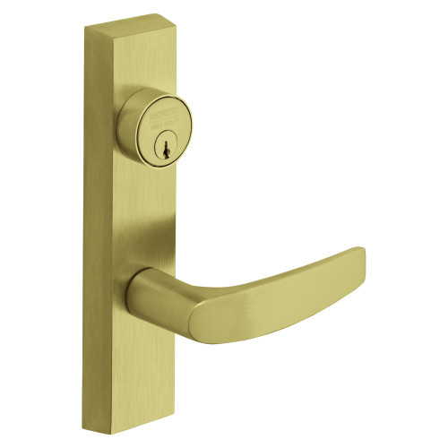 Sargent 713-8 ETB LHRB 4 Grade 1 Exit Device Trim Classroom Function Key Outside Unlocks/Locks Trim For Rim 8800 and NB8700 Series Devices 1-1/8 In Mortise Cylinder B Lever LHR Satin Brass