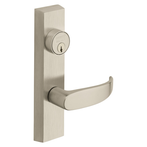 Sargent 713-8 ETP LHRB 15 Grade 1 Exit Device Trim Classroom Function Key Outside Unlocks/Locks Trim For Rim 8800 and NB8700 Series Devices 1-1/8 In Mortise Cylinder P Lever LHR Satin Nickel Plated Clear Coated