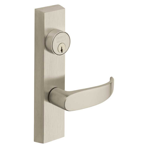 Sargent 713-8 ETP RHRB 15 Grade 1 Exit Device Trim Classroom Function Key Outside Unlocks/Locks Trim For Rim 8800 and NB8700 Series Devices 1-1/8 Mortise Cylinder P Lever RHR Satin Nickel Plated Clear Coated 713-8 ETP RHRB 15