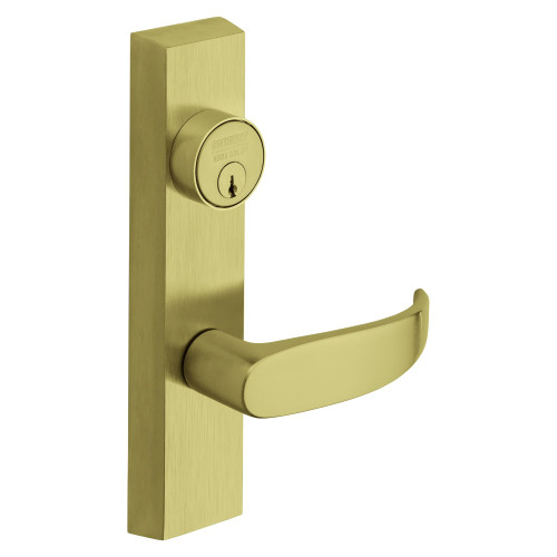 Sargent 713-8 ETP RHRB 4 Grade 1 Exit Device Trim Classroom Function Key Outside Unlocks/Locks Trim For Rim 8800 and NB8700 Series Devices 1-1/8 In Mortise Cylinder P Lever RHR Satin Brass