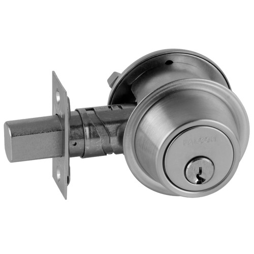 Falcon D221P 626 Grade 2 Deadbolt Single Cylinder x Rose Conventional Cylinder Satin Chrome Finish Non-Handed
