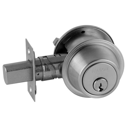 Falcon D241CP6 626 Grade 2 Deadbolt Single Cylinder x Turn Schlage Cylinder Conventional Cylinder Satin Chrome Finish Non-Handed D241CP6 626