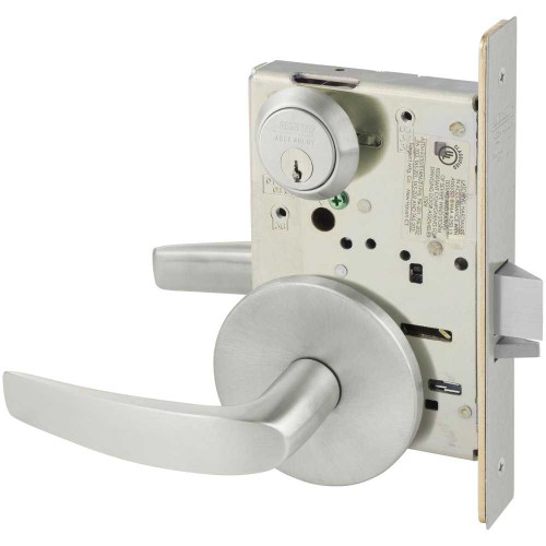 Sargent 8204 LB 32D Grade 1 Storeroom or Closet Mortise Lock B - Lever L - Rose Field Reversible Conventional Cylinder ASA Strike Satin Stainless Steel 8204 LB 32D