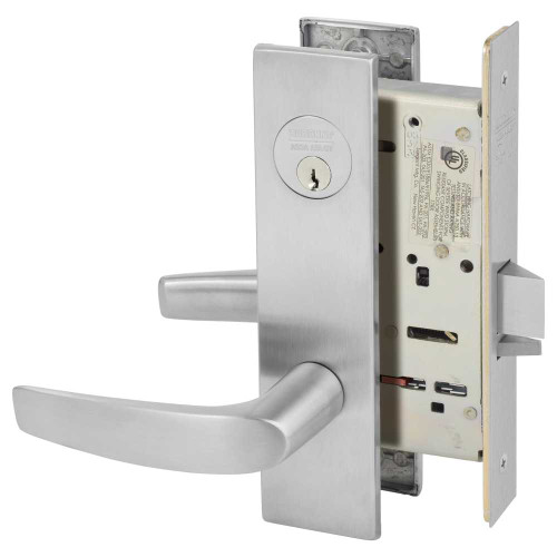 Sargent 8204 LE1B 26D Grade 1 Storeroom or Closet Mortise Lock B - Lever LE1 - Escutcheon Field Reversible Conventional Cylinder ASA Strike Satin Chrome 8204 LE1B 26D