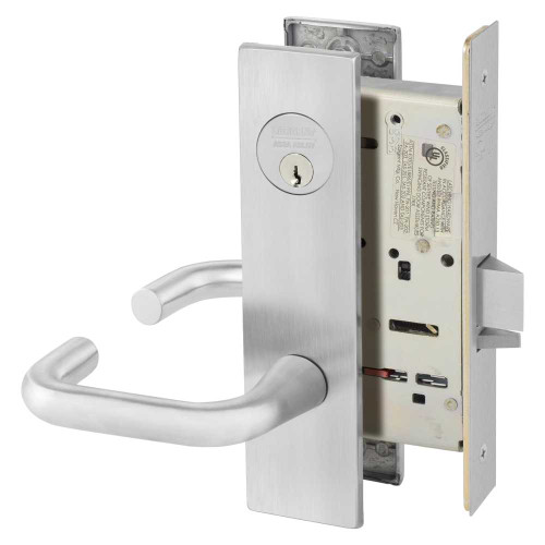 Sargent 8204 LE1J 26D Grade 1 Storeroom or Closet Mortise Lock J - Lever LE1 - Escutcheon Field Reversible Conventional Cylinder ASA Strike Satin Chrome 8204 LE1J 26D