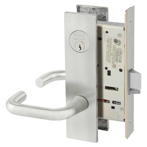 Sargent 8204 LE1J 32D Grade 1 Storeroom or Closet Mortise Lock J - Lever LE1 - Escutcheon Field Reversible Conventional Cylinder ASA Strike Satin Stainless Steel 8204 LE1J 32D