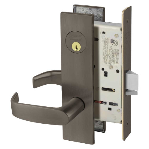 Sargent 8204 LE1L 10B Grade 1 Storeroom or Closet Mortise Lock L - Lever LE1 - Escutcheon Field Reversible Conventional Cylinder ASA Strike Dark Oxidized Satin Bronze Oil Rubbed 8204 LE1L 10B