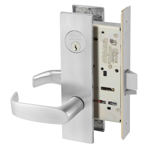 Sargent 8204 LE1L 26D Grade 1 Storeroom or Closet Mortise Lock L - Lever LE1 - Escutcheon Field Reversible Conventional Cylinder ASA Strike Satin Chrome 8204 LE1L 26D