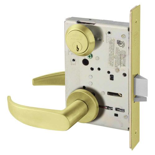 Sargent 8204 LNP 4 Grade 1 Storeroom or Closet Mortise Lock P - Lever LN - Rose Field Reversible Conventional Cylinder ASA Strike Satin Brass 8204 LNP 4
