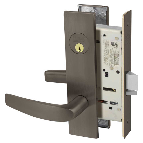 Sargent 8204 LW1B 10B Grade 1 Storeroom or Closet Mortise Lock B - Lever LW1 - Escutcheon Field Reversible Conventional Cylinder ASA Strike Dark Oxidized Satin Bronze Oil Rubbed 8204 LW1B 10B