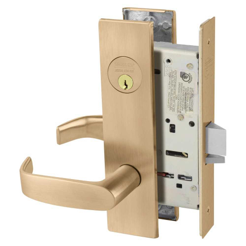 Sargent 8204 LW1L 10 Grade 1 Storeroom or Closet Mortise Lock L - Lever LW1 - Escutcheon Field Reversible Conventional Cylinder ASA Strike Satin Bronze Clear Coated 8204 LW1L 10