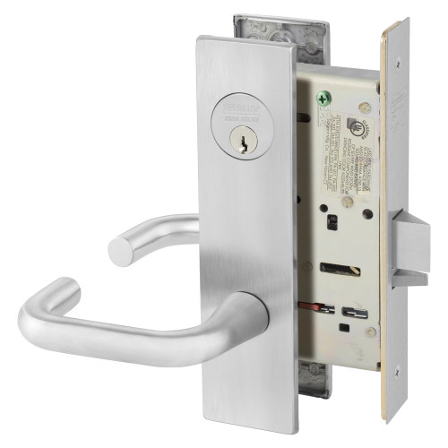 Sargent 8205 LE1J 26D Grade 1 Office or Entry Mortise Lock J - Lever LE1 - Escutcheon Field Reversible Conventional Cylinder ASA Strike Satin Chrome