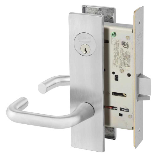 Sargent 8205 LE1J 26D Grade 1 Office or Entry Mortise Lock J - Lever LE1 - Escutcheon Field Reversible Conventional Cylinder ASA Strike Satin Chrome 8205 LE1J 26D