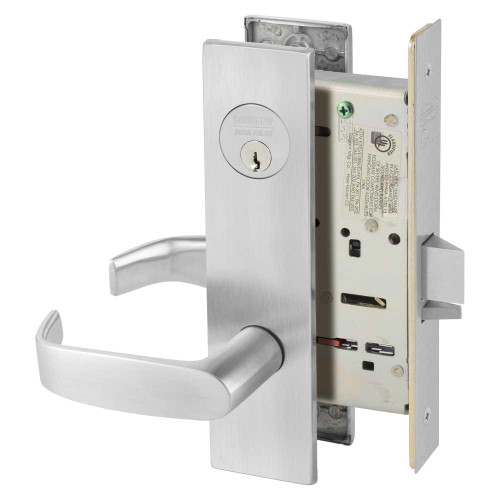 Sargent 8205 LE1L 26D Grade 1 Office or Entry Mortise Lock L - Lever LE1 - Escutcheon Field Reversible Conventional Cylinder ASA Strike Satin Chrome 8205 LE1L 26D