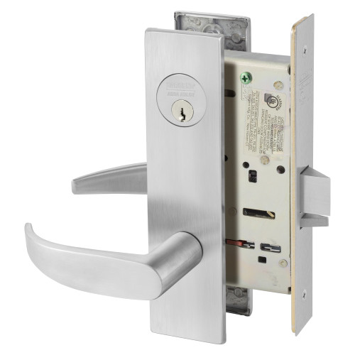 Sargent 8205 LE1P 26D Grade 1 Office or Entry Mortise Lock P - Lever LE1 - Escutcheon Field Reversible Conventional Cylinder ASA Strike Satin Chrome