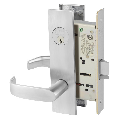 Sargent 8205 LW1L 26D Grade 1 Office or Entry Mortise Lock L - Lever LW1 - Escutcheon Field Reversible Conventional Cylinder ASA Strike Satin Chrome