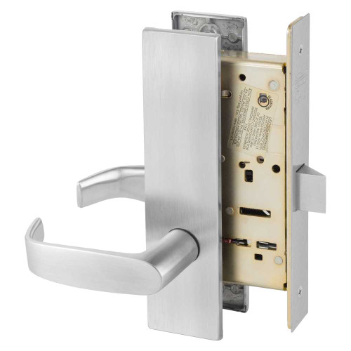 Sargent 8215 LE1L 26D Grade 1 Passage or Closet Mortise Lock L - Lever LE1 - Escutcheon Field Reversible ASA Strike Satin Chrome 8215 LE1L 26D