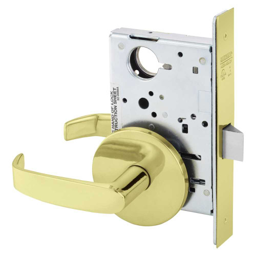 Sargent 8215 LL 3 Grade 1 Passage or Closet Mortise Lock L - Lever L - Rose Field Reversible ASA Strike Bright Brass 8215 LL 3