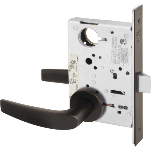 Sargent 8215 LNB 10BE Grade 1 Passage or Closet Mortise Lock B - Lever LN - Rose Field Reversible ASA Strike Dark Oxidized Bronze 8215 LNB 10BE
