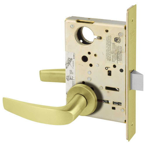 Sargent 8215 LNB 4 Grade 1 Passage or Closet Mortise Lock B - Lever LN - Rose Field Reversible ASA Strike Satin Brass 8215 LNB 4