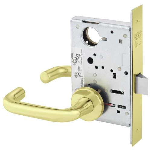 Sargent 8215 LNJ 3 Grade 1 Passage or Closet Mortise Lock J - Lever LN - Rose Field Reversible ASA Strike Bright Brass 8215 LNJ 3