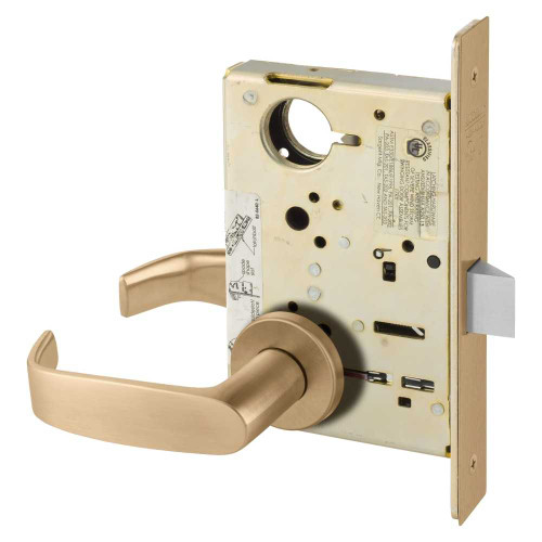 Sargent 8215 LNL 10 Grade 1 Passage or Closet Mortise Lock L - Lever LN - Rose Field Reversible ASA Strike Satin Bronze Clear Coated 8215 LNL 10