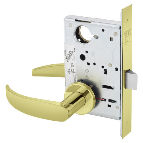 Sargent 8215 LNP 3 Grade 1 Passage or Closet Mortise Lock P - Lever LN - Rose Field Reversible ASA Strike Bright Brass