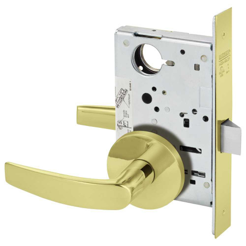 Sargent 8215 OB 3 Grade 1 Passage or Closet Mortise Lock B - Lever O - Rose Field Reversible ASA Strike Bright Brass 8215 OB 3