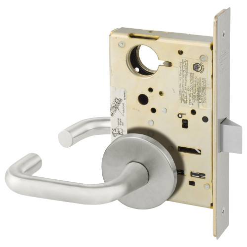 Sargent 8215 OJ 32D Grade 1 Passage or Closet Mortise Lock J - Lever O - Rose Field Reversible ASA Strike Satin Stainless Steel