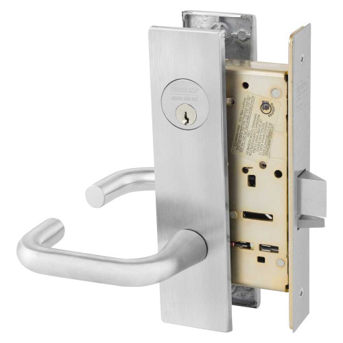 Sargent 8217 LW1J 26D Grade 1 Asylum or Institution Mortise Lock J - Lever LW1 - Escutcheon Field Reversible Conventional Cylinder ASA Strike Satin Chrome 8217 LW1J 26D