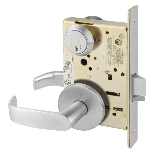 Sargent 8217 OL 26D Grade 1 Asylum or Institution Mortise Lock L - Lever O - Rose Field Reversible Conventional Cylinder ASA Strike Satin Chrome 8217 OL 26D