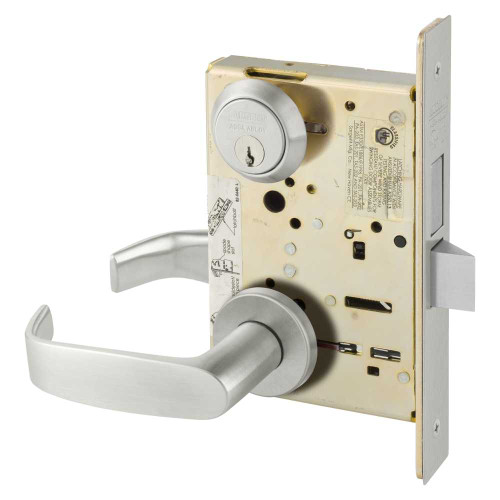 Sargent 8224 LNL 32D Grade 1 Room Door Mortise Lock L - Lever LN - Rose Field Reversible Conventional Cylinder ASA Strike Satin Stainless Steel 8224 LNL 32D