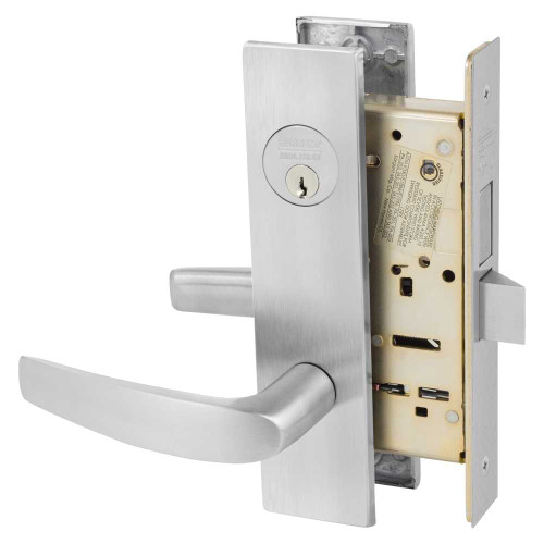 Sargent 8225 LW1B 26D Grade 1 Dormitory or Exit Mortise Lock B - Lever LW1 - Escutcheon Field Reversible Conventional Cylinder ASA Strike Satin Chrome 8225 LW1B 26D