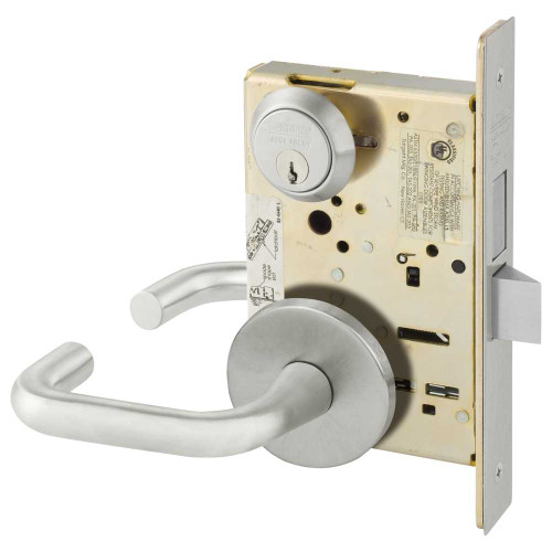 Sargent 8225 OJ 32D Grade 1 Dormitory or Exit Mortise Lock J - Lever O - Rose Field Reversible Conventional Cylinder ASA Strike Satin Stainless Steel 8225 OJ 32D